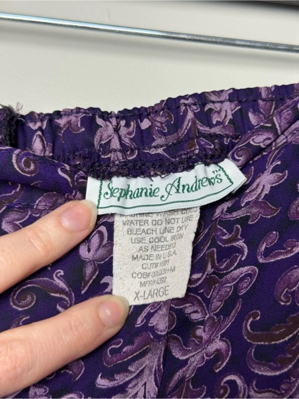 Vintage Purple Floral Satin Maxi Skirt